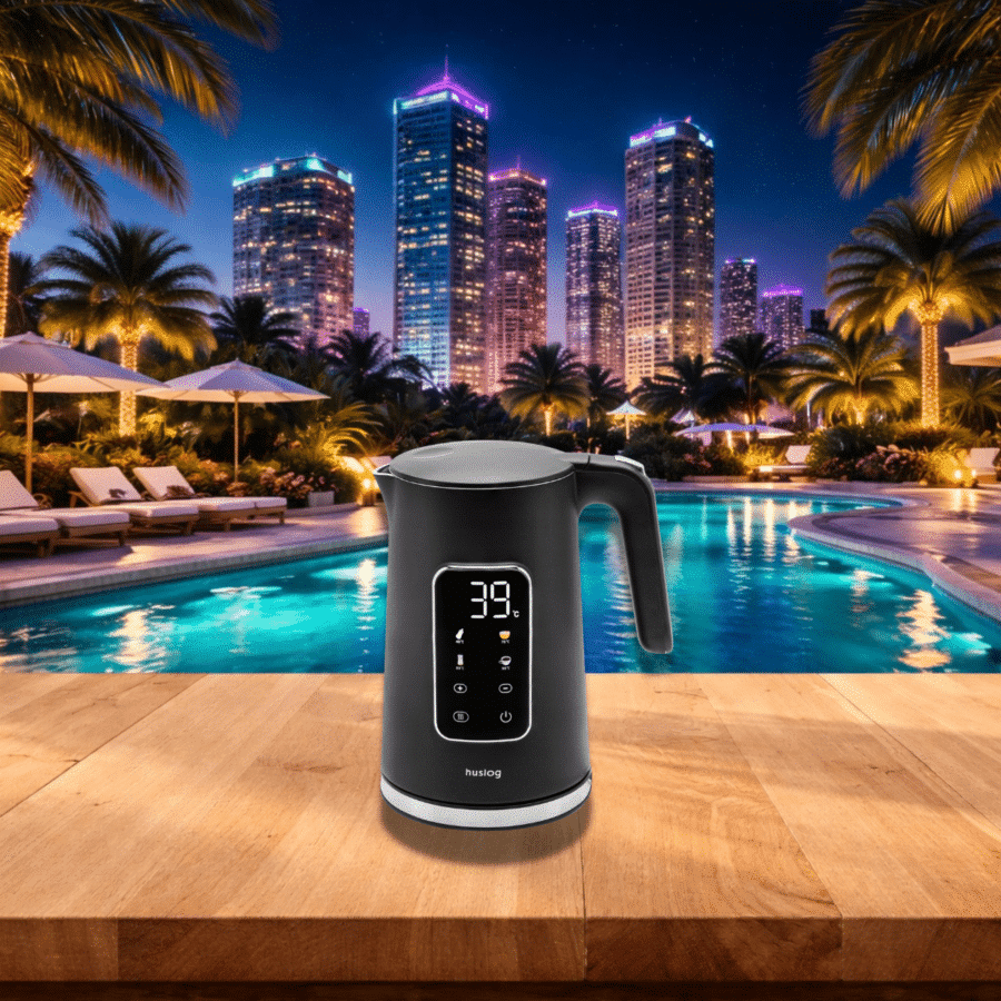 Huslog Bouilloire Électrique 1,7L avec Écran Tactile Ideal pour preparation infusion cbd, thé chanvre France