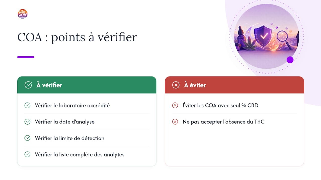 Quatre critères clés d’un COA pour le CBD