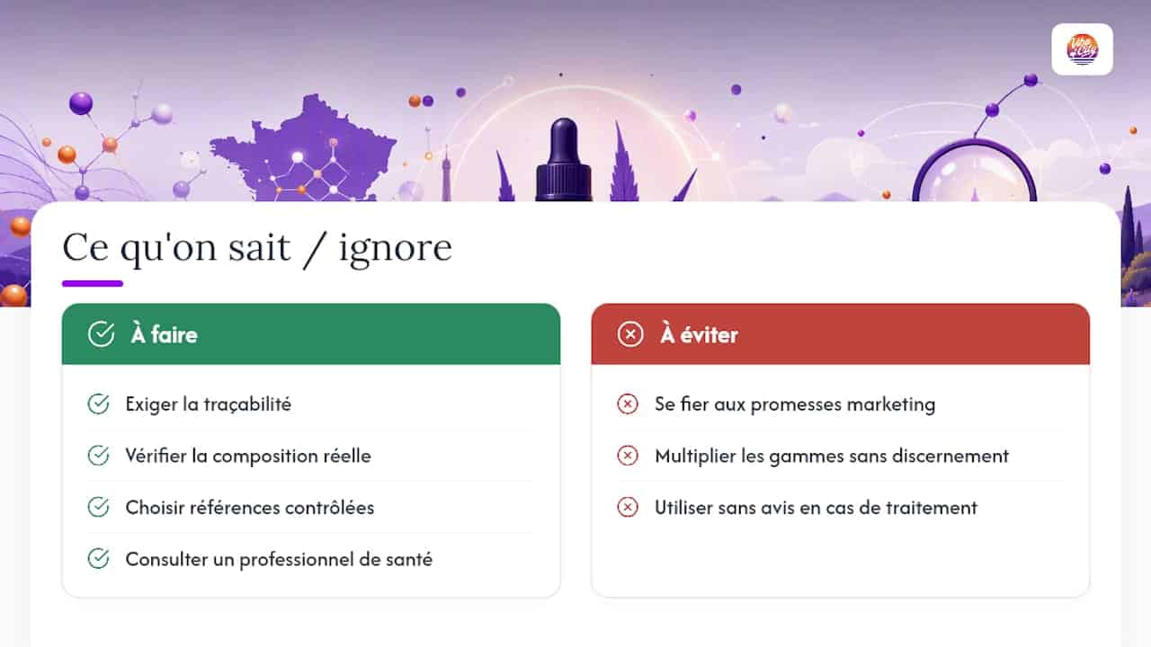 Ce que l'on sait vraiment, et ce qu'on ignore encore — overview diagram