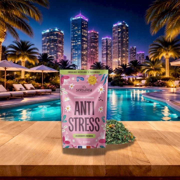 Infuso antistress al CBD e tisana alle erbe Sensavea – 100% BIOLOGICO